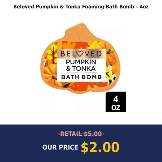 Beloved Pumpkin & Tonka Foaming Bath Bomb – 4oz