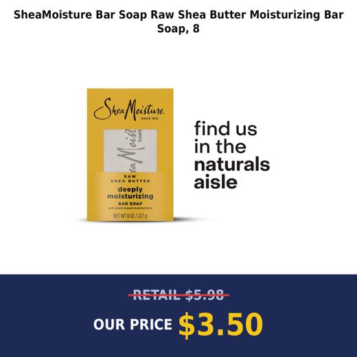 SheaMoisture Bar Soap Raw Shea Butter Moisturizing Bar Soap, 8