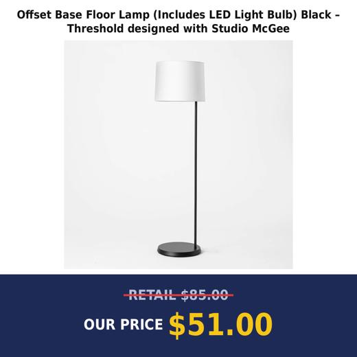 Offset Base Floor Lamp (Includes LED Light Bulb) Black – Threshold designed with Studio McGee