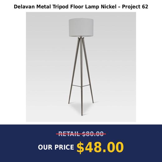 Delavan Metal Tripod Floor Lamp Nickel – Project 62