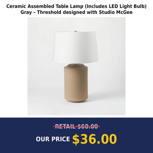 Ceramic Assembled Table Lamp (Includes LED Light Bulb) Gray – Threshold designed with Studio McGee