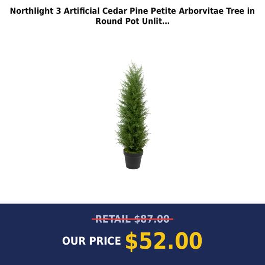 Northlight 3  Artificial Cedar Pine Petite Arborvitae Tree in Round Pot  Unlit