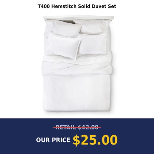 T400 Hemstitch Solid Duvet Set