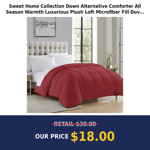 Sweet Home Collection Down Alternative Comforter All Season Warmth Luxurious Plush Loft Microfiber Fill Duvet Insert Bedding, Twin, Burgundy
