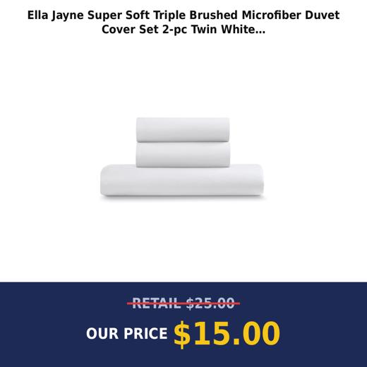 Ella Jayne Super Soft Triple Brushed Microfiber Duvet Cover Set  2-pc  Twin  White