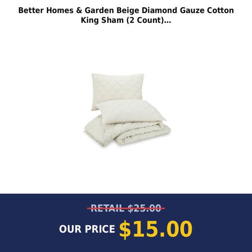 Better Homes & Garden Beige Diamond Gauze Cotton  King Sham (2 Count)