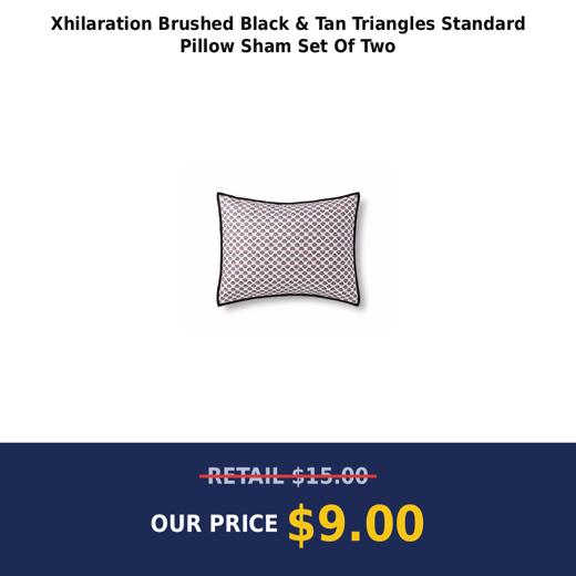 Xhilaration Brushed Black & Tan Triangles Standard Pillow Sham Set Of Two
