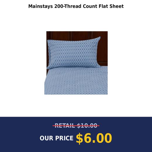 Mainstays 200-Thread Count Flat Sheet