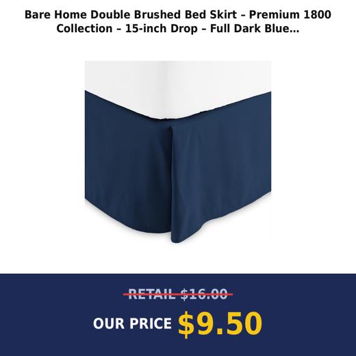 Bare Home Double Brushed Bed Skirt – Premium 1800 Collection – 15-inch Drop – Full  Dark Blue