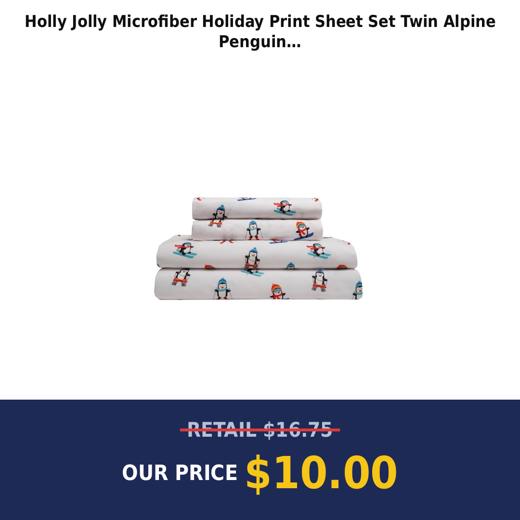 Holly Jolly Microfiber Holiday Print Sheet Set  Twin  Alpine Penguin