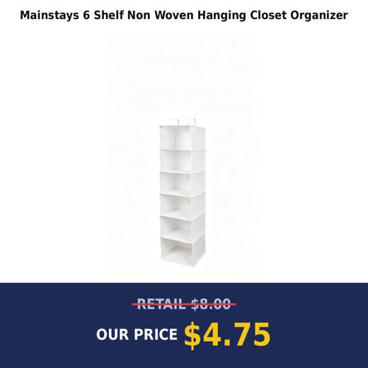 Mainstays 6 Shelf Non Woven Hanging Closet Organizer