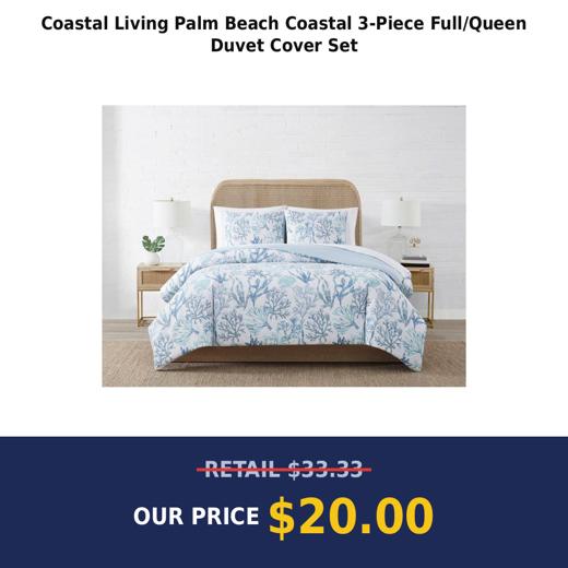 Coastal Living Palm Beach Coastal 3-Piece Full/Queen Duvet Cover Set