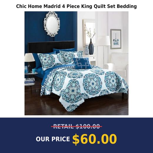 Chic Home Madrid 4 Piece King Quilt Set Bedding