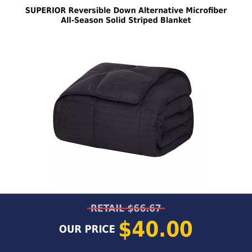 SUPERIOR Reversible Down Alternative Microfiber All-Season Solid Striped Blanket