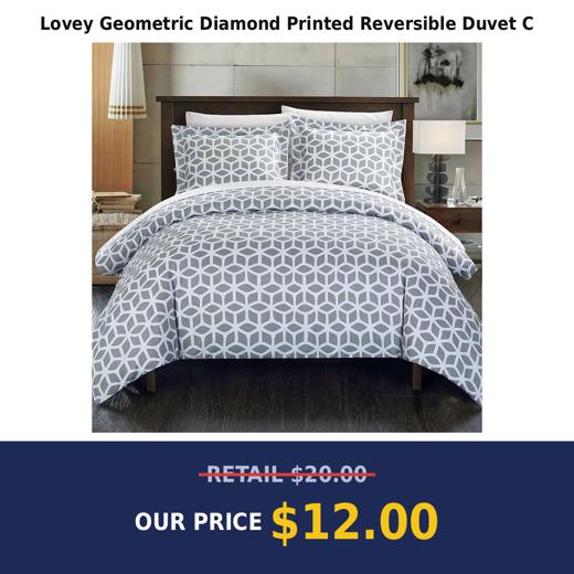 Lovey Geometric Diamond Printed Reversible Duvet C