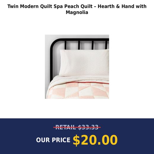 Twin Modern Quilt Spa Peach Quilt – Hearth & Hand with Magnolia