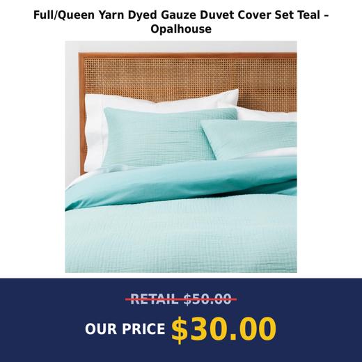 Full/Queen Yarn Dyed Gauze Duvet Cover Set Teal – Opalhouse