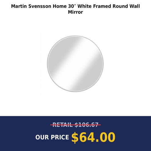 Martin Svensson Home 30″ White Framed Round Wall Mirror