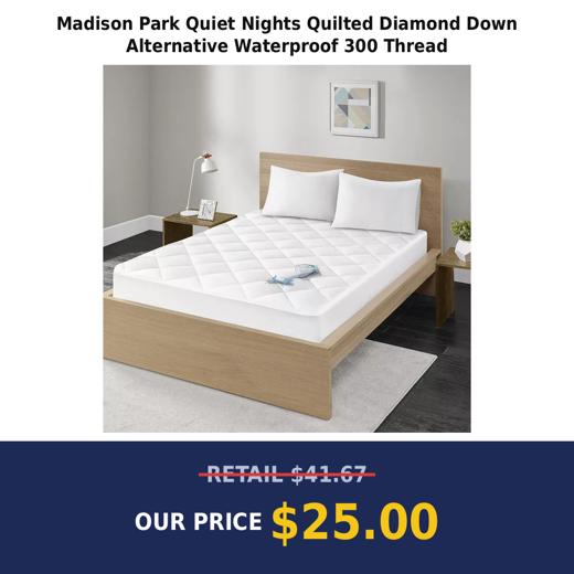 Madison Park Quiet Nights Quilted Diamond Down Alternative Waterproof 300 Thread