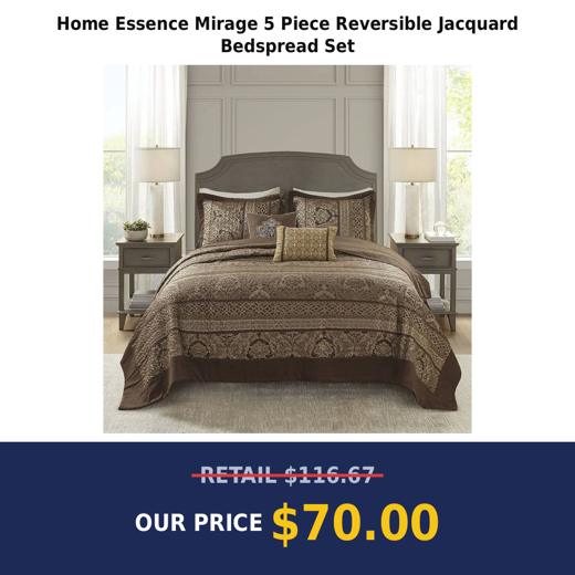 Home Essence Mirage 5 Piece Reversible Jacquard Bedspread Set