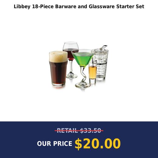Libbey 18-Piece Barware and Glassware Starter Set