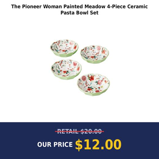 The Pioneer Woman Painted Meadow 4-Piece Ceramic Pasta Bowl Set