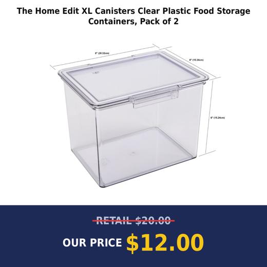 The Home Edit XL Canisters Clear Plastic Food Storage Containers, Pack of 2