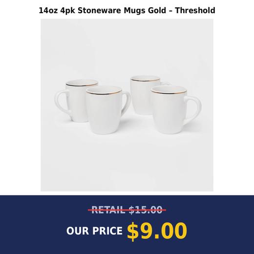 14oz 4pk Stoneware Mugs Gold – Threshold
