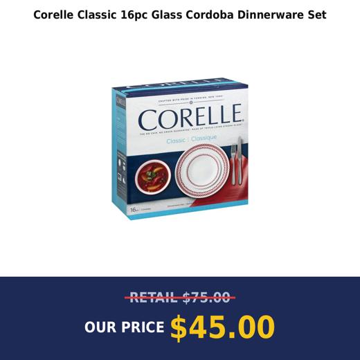 Corelle Classic 16pc Glass Cordoba Dinnerware Set