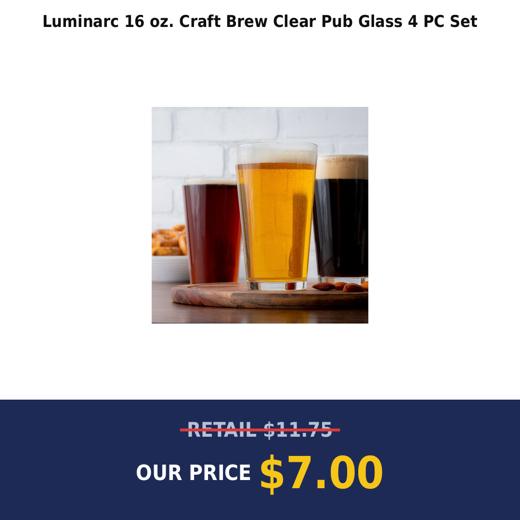 Luminarc 16 oz. Craft Brew Clear Pub Glass 4 PC Set