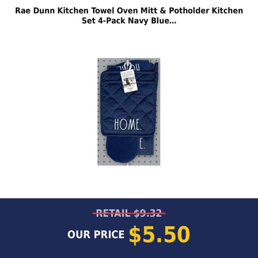 Rae Dunn Kitchen Towel  Oven Mitt & Potholder Kitchen Set 4-Pack  Navy Blue