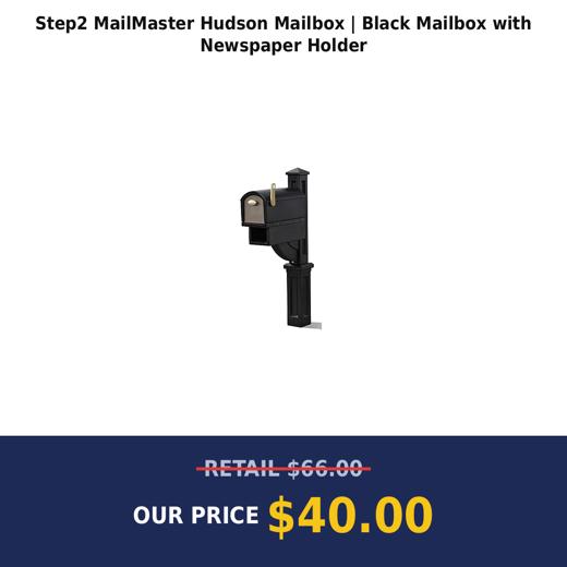 Step2 MailMaster Hudson Mailbox | Black Mailbox with Newspaper Holder