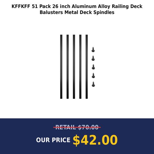 KFFKFF 51 Pack 26 inch Aluminum Alloy Railing Deck Balusters Metal Deck Spindles