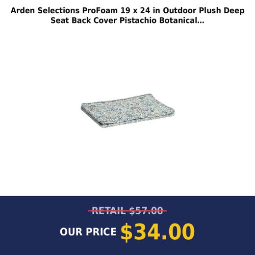 Arden Selections ProFoam 19 x 24 in Outdoor Plush Deep Seat Back Cover Pistachio Botanical