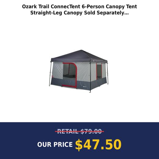 Ozark Trail ConnecTent 6-Person Canopy Tent  Straight-Leg Canopy Sold Separately