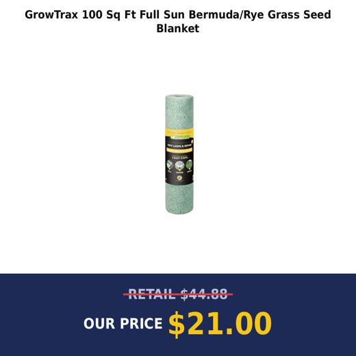 GrowTrax 100 Sq Ft Full Sun Bermuda/Rye Grass Seed Blanket