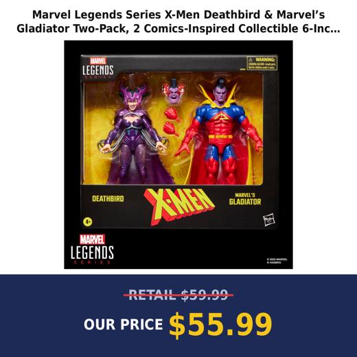 Marvel Legends Series X-Men Deathbird & Marvel’s Gladiator Two-Pack, 2 Comics-Inspired Collectible 6-Inch Scale Action F