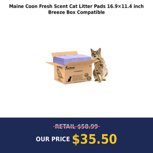Maine Coon Fresh Scent Cat Litter Pads 16.9×11.4 inch Breeze Box Compatible