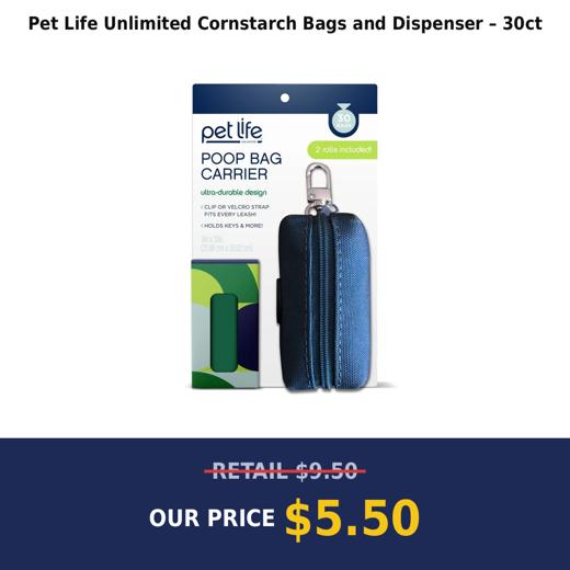 Pet Life Unlimited Cornstarch Bags and Dispenser – 30ct