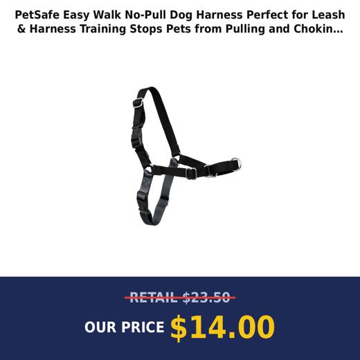 PetSafe Easy Walk No-Pull Dog Harness Perfect for Leash & Harness Training Stops Pets from Pulling and Choking on Walks