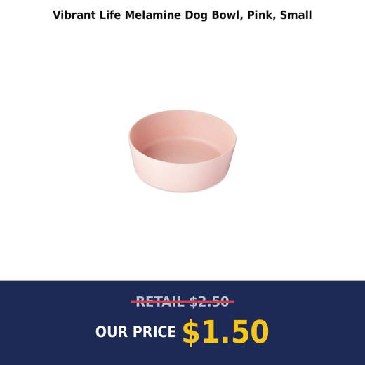 Vibrant Life Melamine Dog Bowl, Pink, Small