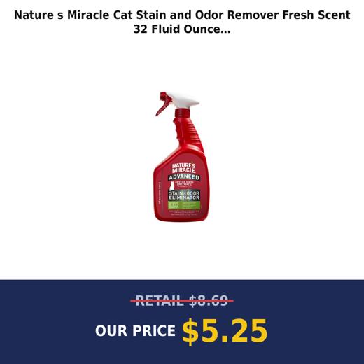 Nature s Miracle Cat Stain and Odor Remover  Fresh Scent  32 Fluid Ounce