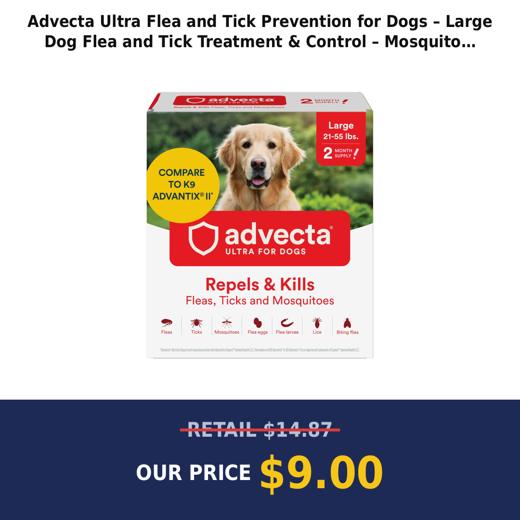 Advecta Ultra Flea and Tick Prevention for Dogs – Large Dog Flea and Tick Treatment & Control – Mosquito Repellent – Fas