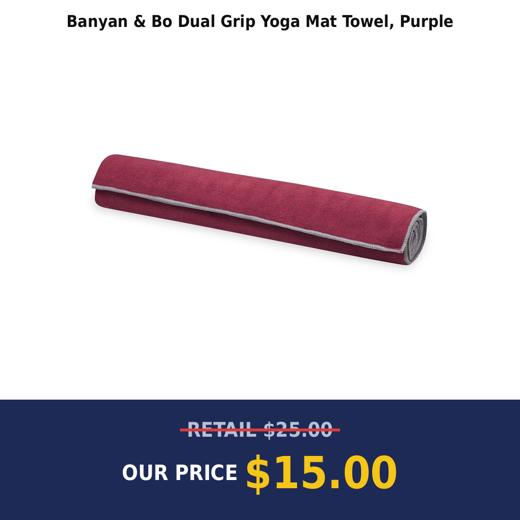 Banyan & Bo Dual Grip Yoga Mat Towel, Purple