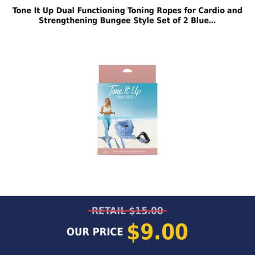 Tone It Up Dual Functioning Toning Ropes for Cardio and Strengthening Bungee Style Set of 2 Blue