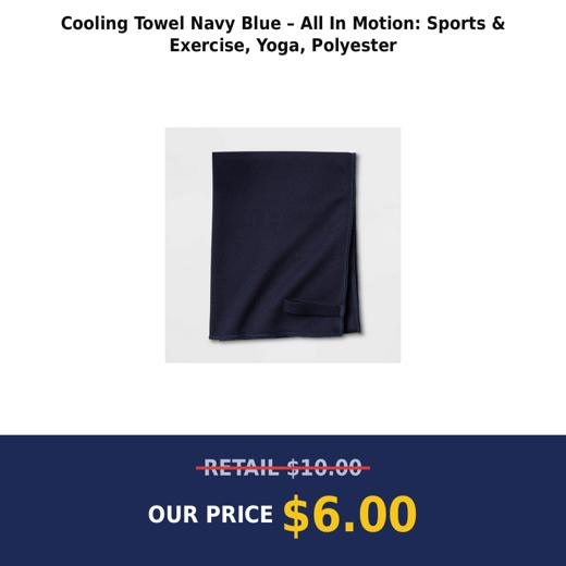 Cooling Towel Navy Blue – All In Motion: Sports & Exercise, Yoga, Polyester