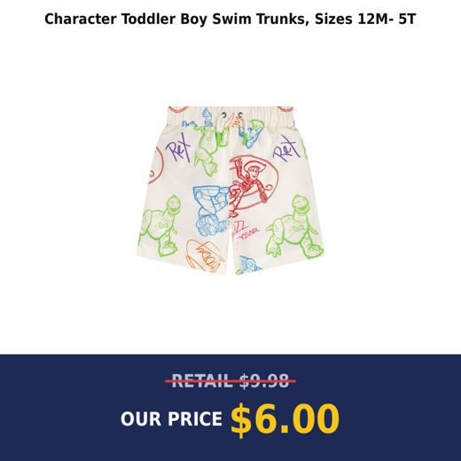 Character Toddler Boy Swim Trunks, Sizes 12M- 5T