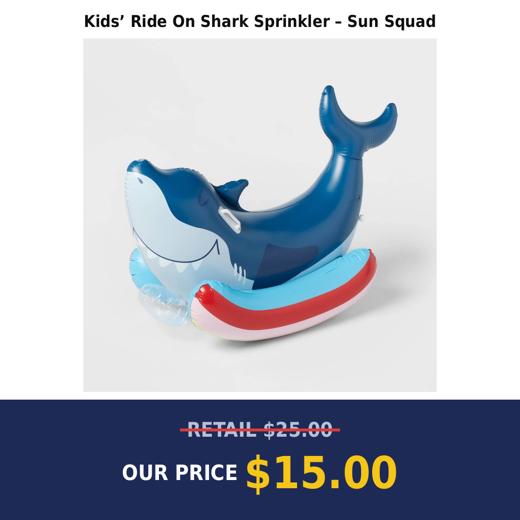 Kids’ Ride On Shark Sprinkler – Sun Squad
