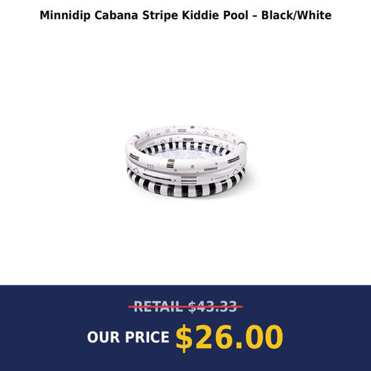 Minnidip Cabana Stripe Kiddie Pool – Black/White