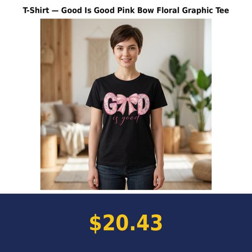 T-Shirt — Good Is Good Pink Bow Floral Graphic Tee